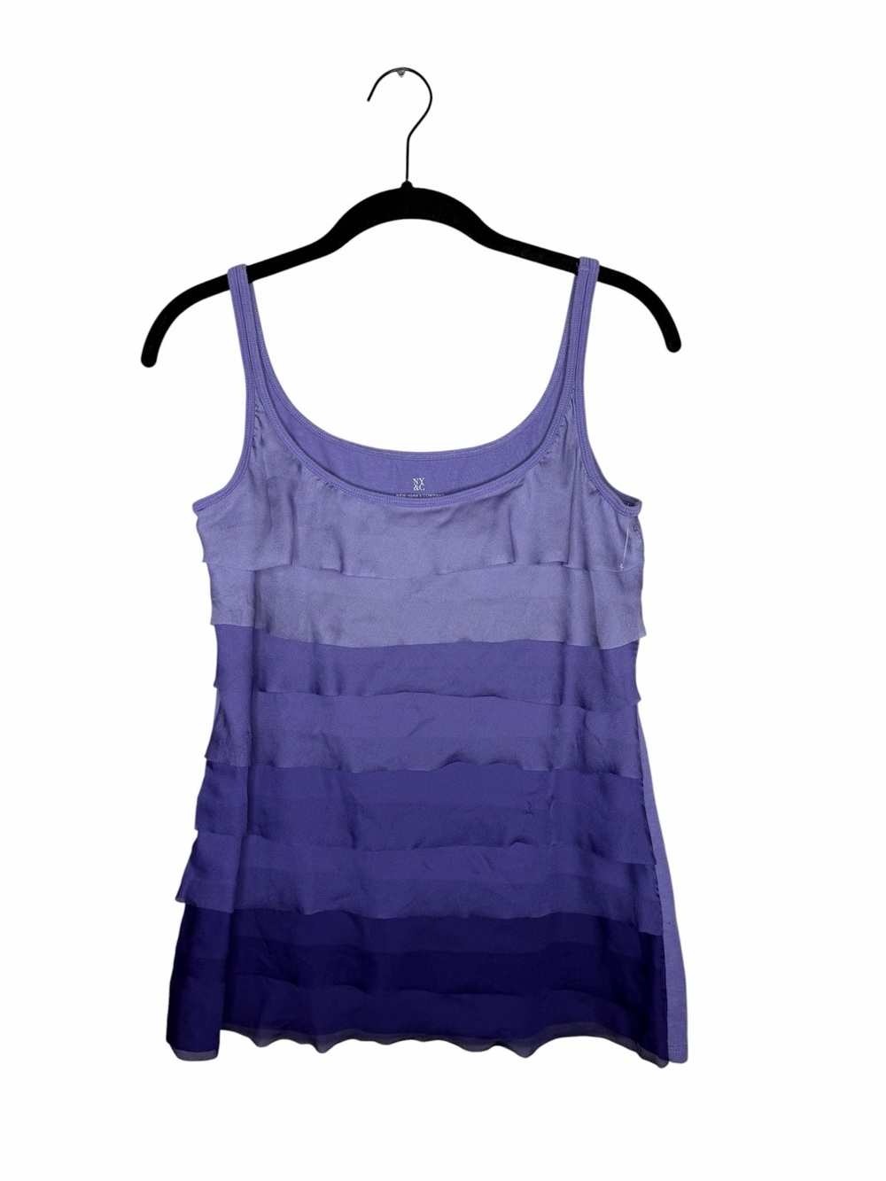 NEW YORK & CO / y2k purple ombre ruffle layered tank top / M